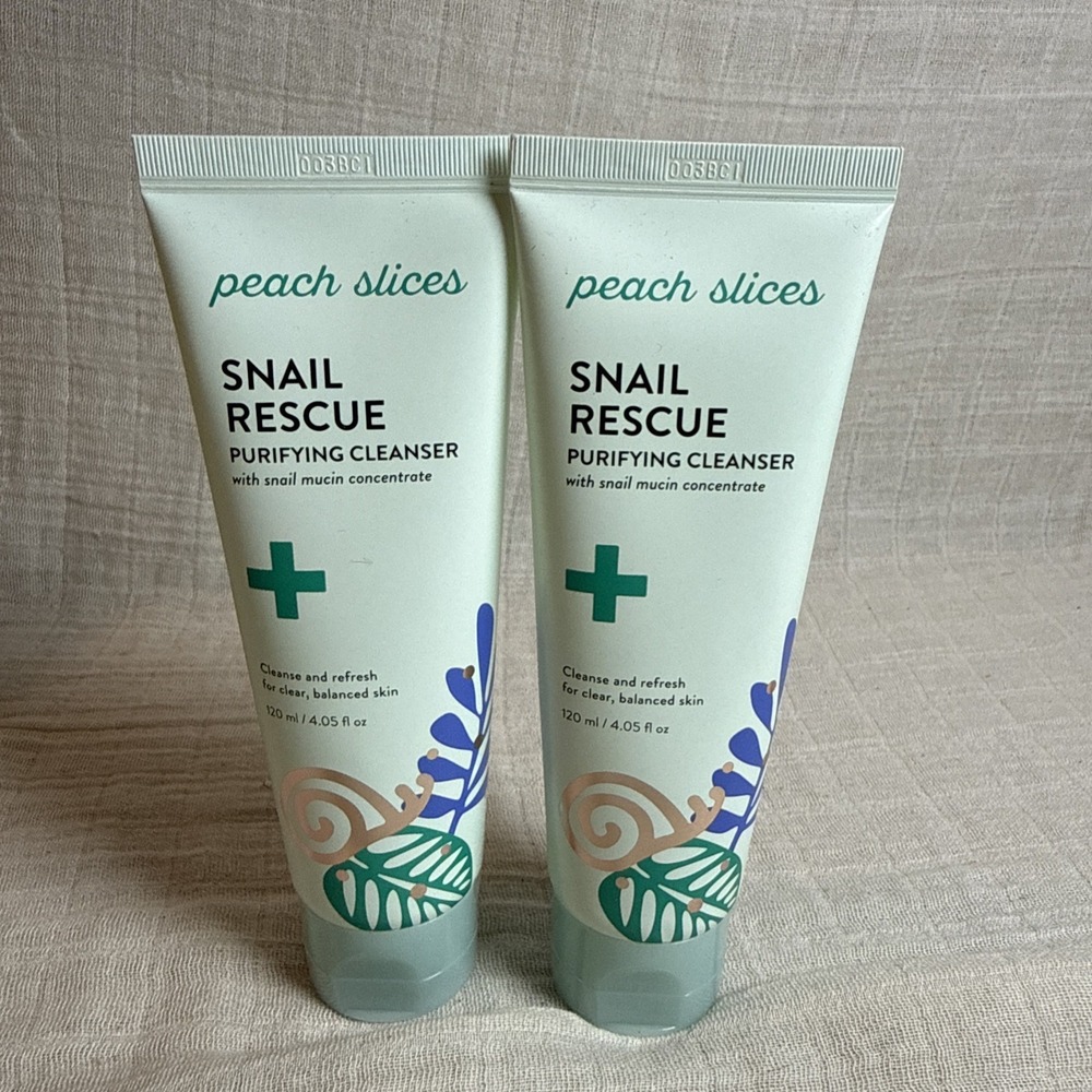 2 Peach Slices Snail Rescue Purifying Cleanser Snail Mucin 4.05oz Bundle